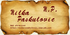 Milka Paskulović vizit kartica